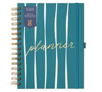 Busy B 2027 A5 Spiral Diary - Teal Stripe - Tabs & Stickers