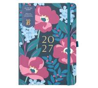 Busy B 2027 A5 Weekly Planner Diary - Charcoal Floral - 3 Pockets