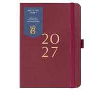 Busy B 2027 A6 Weekly Planner Diary - Burgundy - 3 Pockets & Year Planner