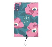 Busy B 2027 Couples Wall Calendar - Teal Floral - Slim Dual Schedule