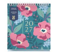 Busy B 2027 Desk Calendar - Teal Floral - Stand, Flip-Top & Pockets