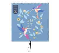 Busy B 2027 Family Wall Calendar - Blue Birds - 5 Columns & Storage Pocket