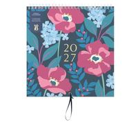 Busy B 2027 Family Wall Calendar - Charcoal Floral - 5 Columns & Pockets