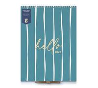 Busy B 2027 Family Wall Calendar - Teal Stripe - 5 Columns & Storage Pocket