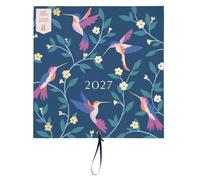 Busy B 2027 Large Family Wall Calendar - Navy Birds - 5 Columns & Pockets