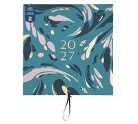 Busy B 2027 Large Family Wall Calendar - Teal Marble - 5 Columns & Pockets