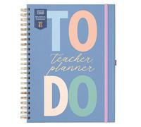 Busy B A4 Undated Teacher Planner - Multicoloured Graphic Journal | Academic planner with week-to-view, top priorities, notes, storage pockets & elastic closure. Keep teaching organised.