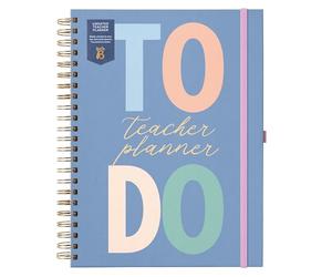 Busy B A4 Undated Teacher Planner - Multicoloured Graphic Journal - Academic Planning all in the One Place with Week to View, Space for Top Priorities, Notes, Handy Storage Pockets & Elastic Closure
