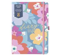Busy B A5 17-Month Academic Diary Aug 2026-Dec 2027 - Floral Cover | Week-to-view planner with pen loop, tear-off lists, storage pockets & elastic closure. Ideal for school or work.