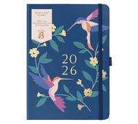 Busy B A5 2026 Diary - Busy Life Weekly Planner Journal - Life Diary for Students, Teachers, Work & More with Dual Schedules, Year Calendar, Pen Loop, Pockets & Elastic Closure Band - Birds Print