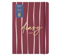 Busy B A5 2027 Weekly Planner Diary - Burgundy Stripe - Notes & Closure | The Busy B A5 Weekly Planner Diary in Burgundy Stripe offers a week-to-view layout, notes pages & elastic closure.
