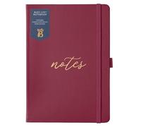 Busy B A5 Busy Life Notebook - Faux Leather Burgundy Cover - Perfect for Students, Teachers, Work & More with Lined Pages, Undated Month Planners, Stickers, Storage Pocket & Elastic Closure