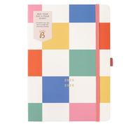 Busy B A5 Day- A-Page Diary - Mid-Year Academic Planner - Aug 25 - Aug 26 - Multicoloured Cover - Diary with Day a Page Layout, Pen Loop, Notes, Timetables Year Planner & Elastic Closure