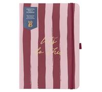 Busy B A5 Day a Page Undated Planner - Stripe Cover | Day-to-page undated planner with daily schedules, notes, to-dos, priorities and elastic closure for flexible planning.