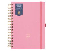 Busy B A5 Diary - Mid-Year 17 Month Planner - Aug '25 - Dec '26 - Pink - Week-to-View Academic Planner with Dual Schedules, Tear-off lists, Pen Loop, Storage Pocket & Elastic Closure