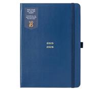 Busy B A5 Diary - Mid-Year Academic Planner - Aug '25 - Aug '26 - Navy Journal Cover - Weekly Planner with To-Do Lists, Notes Pages, Week-to-View Layout, 3 Pockets, Year Planner & Elastic Closure Band