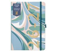Busy B A5 Mid-Year Academic Diary Aug 2026-Aug 2027 - Marble Cover | Weekly planner with to-do lists, notes, year planner, 3 pockets & elastic closure. Ideal for school or work.