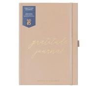 Busy B A5 Undated Gratitude Journal - Space for Daily Intentions, Weekly Reflections To Inspire Mindful Moments - With Notes, Storage Pocket & Stickers - Fabric Caramel Cover