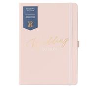 Busy B Wedding To Do Book - A5 Wedding Organiser - Pink Vegan Leather - Checklists, Tabbed Sections, Storage Pockets, Pen Loop, Elastic Closure & Ribbon Page Marker