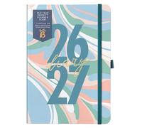 Busy B A5 Weekly Academic Diary Aug 2026-Aug 2027 - Marble Cover | Week-to-view planner with stickers, pen loop & list pad. Ideal for school, college or work.