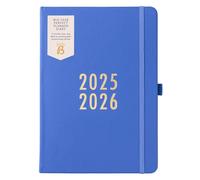 Busy B A5 Weekly Diary - Mid-Year Academic Planner - Aug 25 - Aug 26 - Saphire Blue Vegan Leather Cover - Week to View Academic Planner with Stickers, Pen Loop & List Pad