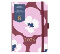 Busy B A6 2026 Diary - Busy Life Weekly Planner Journal - Compact Life Diary for Students, Teachers, Work & More with Dual Schedules, Year Calendar, Pen Loop, Pockets & Elastic Closure Band - Floral