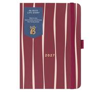 Busy B A6 2027 Diary - Compact Dual Schedule Planner - Burgundy Stripe