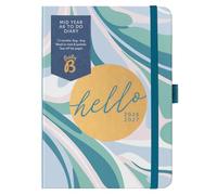 Busy B A6 Mid-Year Academic Diary Aug 2026-Aug 2027 - Marble Print | Week-to-view planner with to-do lists, notes pages, 3 pockets, pen loop, year planner & elastic closure.