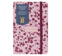 Busy B Address & Birthday Book - Burgundy Spray Print Cover with Alphabetical Tabs, Address Change Stickers, Birthday Reminders, Handy Pockets & Elastic Closure Band