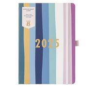 Busy B Appointment Weekly Planner Diary 2025 - Multicoloured Striped Faux Leather Cover - Manage a Busy Schedule with Week-to-View, Vertical Daily Schedules, Notes Pages & Elastic Closure Band