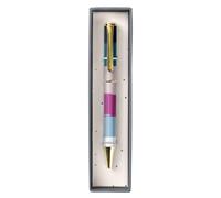 Busy B Ballpoint Pen - Colourful Stripe Design Perfect for Students, Teachers, Work & More with Black Ink, Ballpoint Feature & Paper Clip