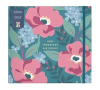 Busy B Birthday Card Book - Teal Floral - 13 Pockets, FSC Certified