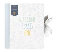 Busy B Blue Baby Journal - Spiral-bound with Ribbon Closure and Four Tabbed Scetions for Photos. Milestones and Memories, Four Handy Pockets for Storing Keepsakes and Stickers - FSC® Certified