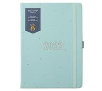 Busy B Busy Life Diary January to December 2022 - A5 Blue Faux Leather Week to View Planner with Dual Schedules, Pen Holder and Pockets