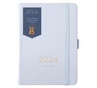 Busy B Compact A6 Day A Page Diary January to December 2024 - A6 Cloud Blue - Faux Leather Daily Planner with Lined Pages, Notes and Year Planner