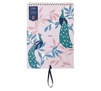 Busy B Couples Wall Calendar January to December 2024 - Peacocks - Slim Year Planner for Two with Columns, Monthly Pockets & Stickers