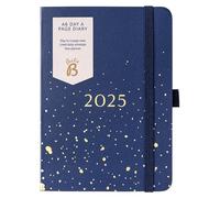 Busy B Day-A-Page A6 Planner Diary 2025 - Compact Diary for Students, Teachers & Work with Day to a Page Layout, Lined Daily Schedule, Year Planner, Notes Pages & Elastic Closure Band - Navy Spray
