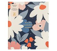 Busy B Large Address Book with Alphabetical tabs, Address Change Stickers & Pocket - Navy Daisy