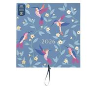 Busy B Large Family Wall Calendar 2026 - Birds Design with 5 Columns & Storage Pockets - Monthly 2026 Calendar for Busy Families with Colour-Coded Stickers - 30.5 x 30.5cm