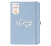 Busy B Mid Year 17 Month Diary August 2024 - December 2025. Blue Faux Leather Academic Diary 2024-2025 A5 Week to View Planner with Pen Holder, Elastic Closure and Storage Pockets