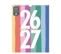 Busy B Mid-Year Calendar - Academic Everyday Planner - Aug '26 - Aug '27 - Multi Stripe - Wall Planner Calendar for Busy People with Month-to-View, To Do’s, Notes, Stickers & Pocket - 29.5 x 22cm