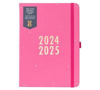 Busy B Mid Year Perfect Planner Diary August 2024 - August 2025 - Pink Faux Leather A5 Week to View Planner with Stickers, Pen Holder and List Pad