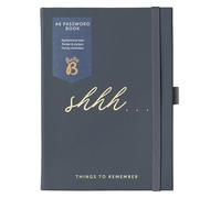 Busy B Password Book - Charcoal Faux Leather Cover - All your Internet Passwords in One Place - Compact & Discreet Design with Tabbed A-to-Z Index, Storage Pocket, Stickers & Elastic Closure Band