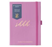 Busy B Password Book - Pink Faux Leather Cover - All your Internet Passwords in One Place - Compact & Discreet Design with Tabbed A-to-Z Index, Storage Pocket, Stickers & Elastic Closure Band
