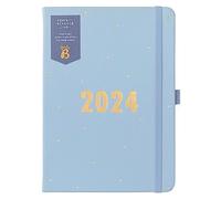 Busy B Perfect Planner Diary January to December 2024 - A5 Blue - Faux Leather Week to View Planner with Stickers & Tear-Out Lists