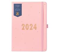 Busy B Perfect Planner Diary January to December 2024 - A5 Pink - Faux Leather Week to View Planner with Stickers & Tear-Out Lists