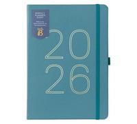 Busy B 2026 A5 Weekly Diary Planner with Faux Leather Pine Cover - A5 Daily Life Organiser, Jan-Dec - Pockets, Stickers & Notes Pages - Clever Design for Work, Home & School Planning