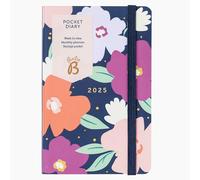 Busy B Pocket Weekly Planner Diary 2025 - Compact Diary for Students, Teachers, Work & More with Week-to-View Layout, Monthly Planners, Notes Pages, Storage Pocket & Elastic Closure Band - Navy Daisy