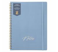 Busy B Spiral Notebook in Blue with Lined Pages, Undated Month Planners, Stickers and Pocket