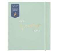 Busy B Wedding Planner - Wedding Organiser - Sage & Gold Vegan Leather Cover - Planning Sections, Checklists, Notes, Inspiration Pages, Tabbed Dividers & Storage Pocket